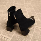 Rhinestone Pointed Toe Ankle Boots