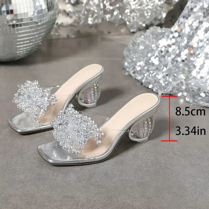 Diamond Embellished Mules Sandals