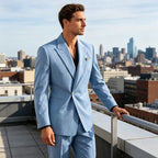 Linen Peak-Lapel One-Button Suit Set