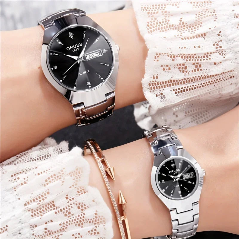 Couples Dial Cutting Quartz Watch