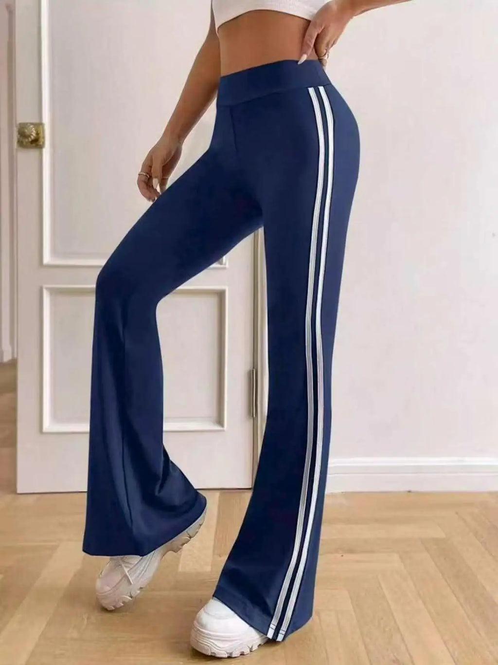 Side-Stripe Sculpted Flared Pants