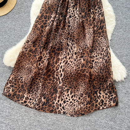 Leopard Print Backless Slip Dress