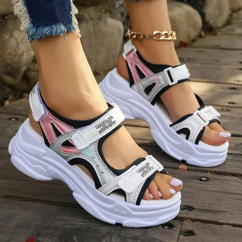 Women Patchwork Wedge Sandals
