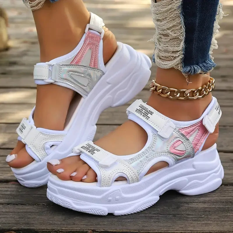 Women Patchwork Wedge Sandals