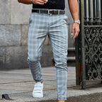 Vintage Checkered Loose Slim Trousers