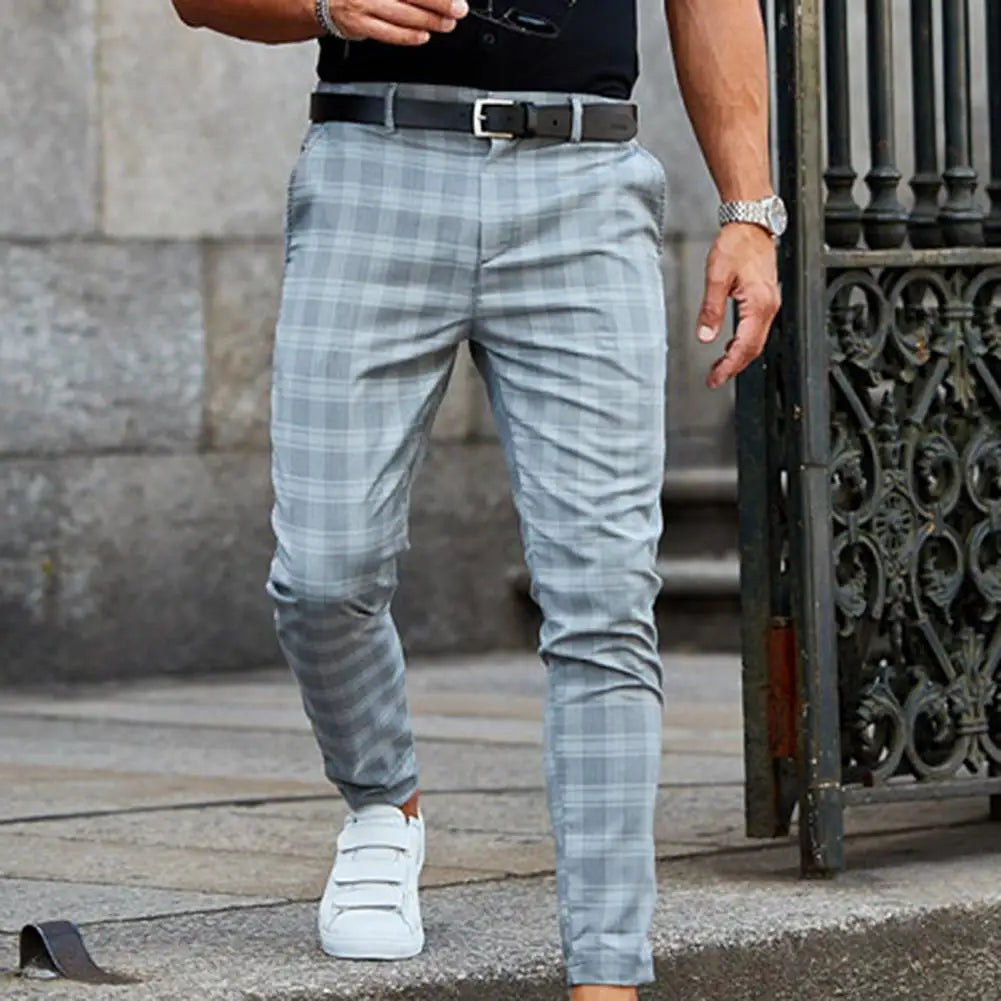 Vintage Checkered Loose Slim Trousers