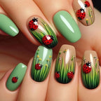 Mid-length French False Nails Leopard
