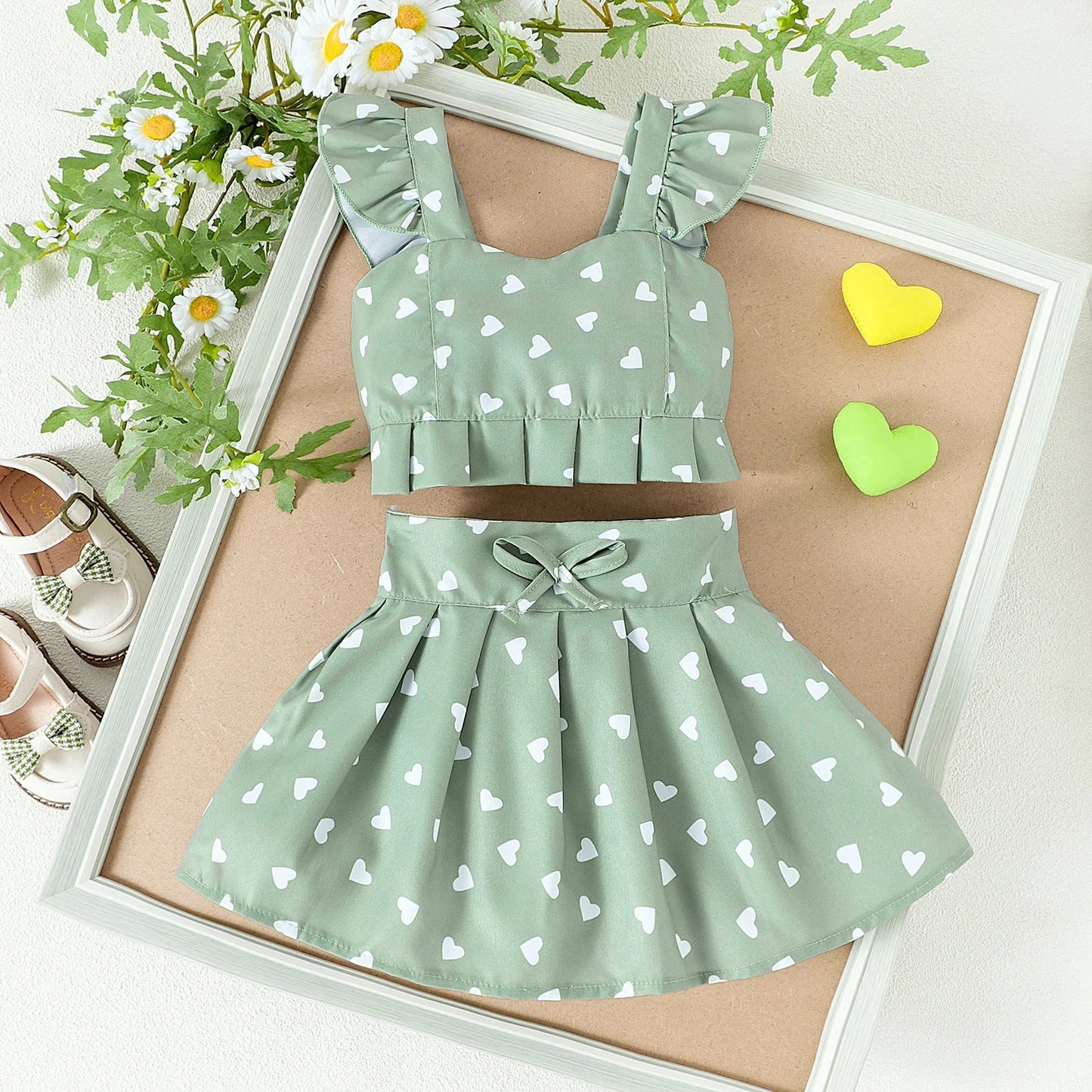 Baby Girl Cherry Heart Top & Skirt Set
