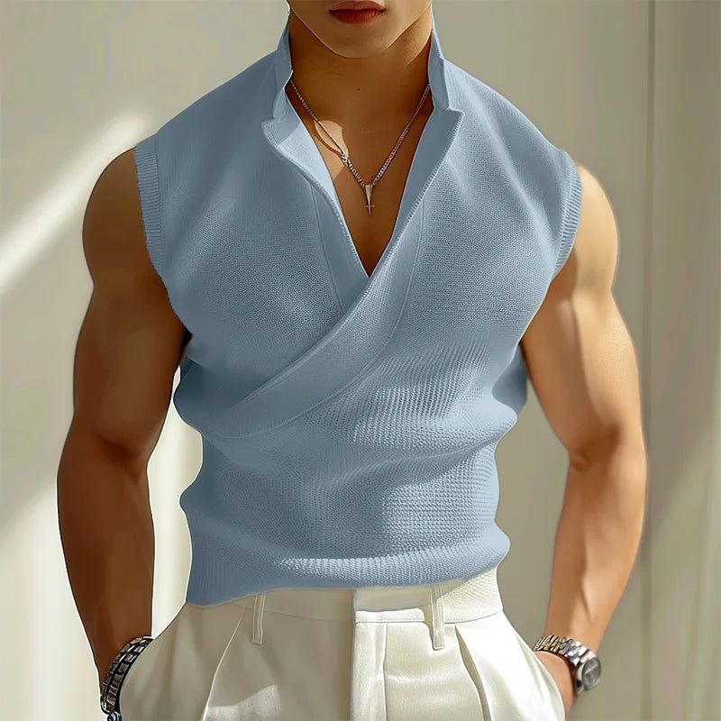 INCERUN V-Neck Solid Tank Top