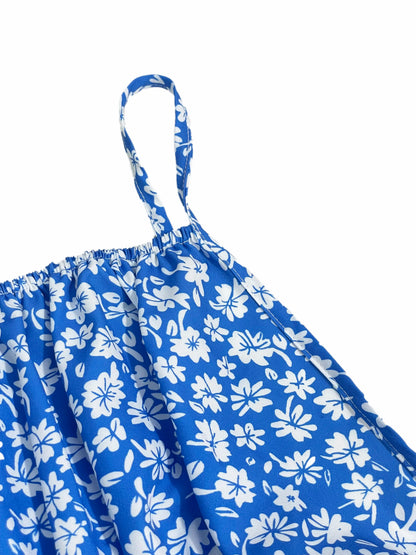 Floral Print Spaghetti Strap Backless Cami Mini Dress