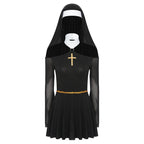 Gothic Nun Costume Dress with Headscarf