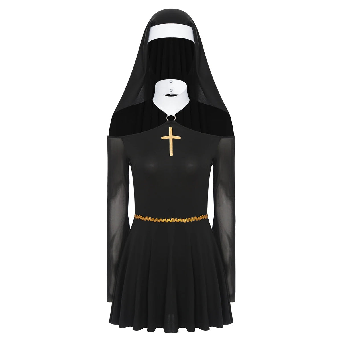 Gothic Nun Costume Dress with Headscarf