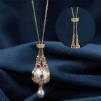 Metal Pearl Gemstone Necklace