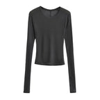 Broadcloth Solid Crew Neck True-To-Size Fit Top