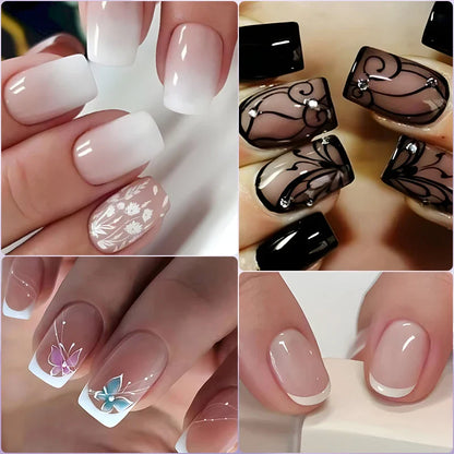 Gradient White Press Nails