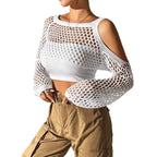 Hollow-Out Cropped Sweater