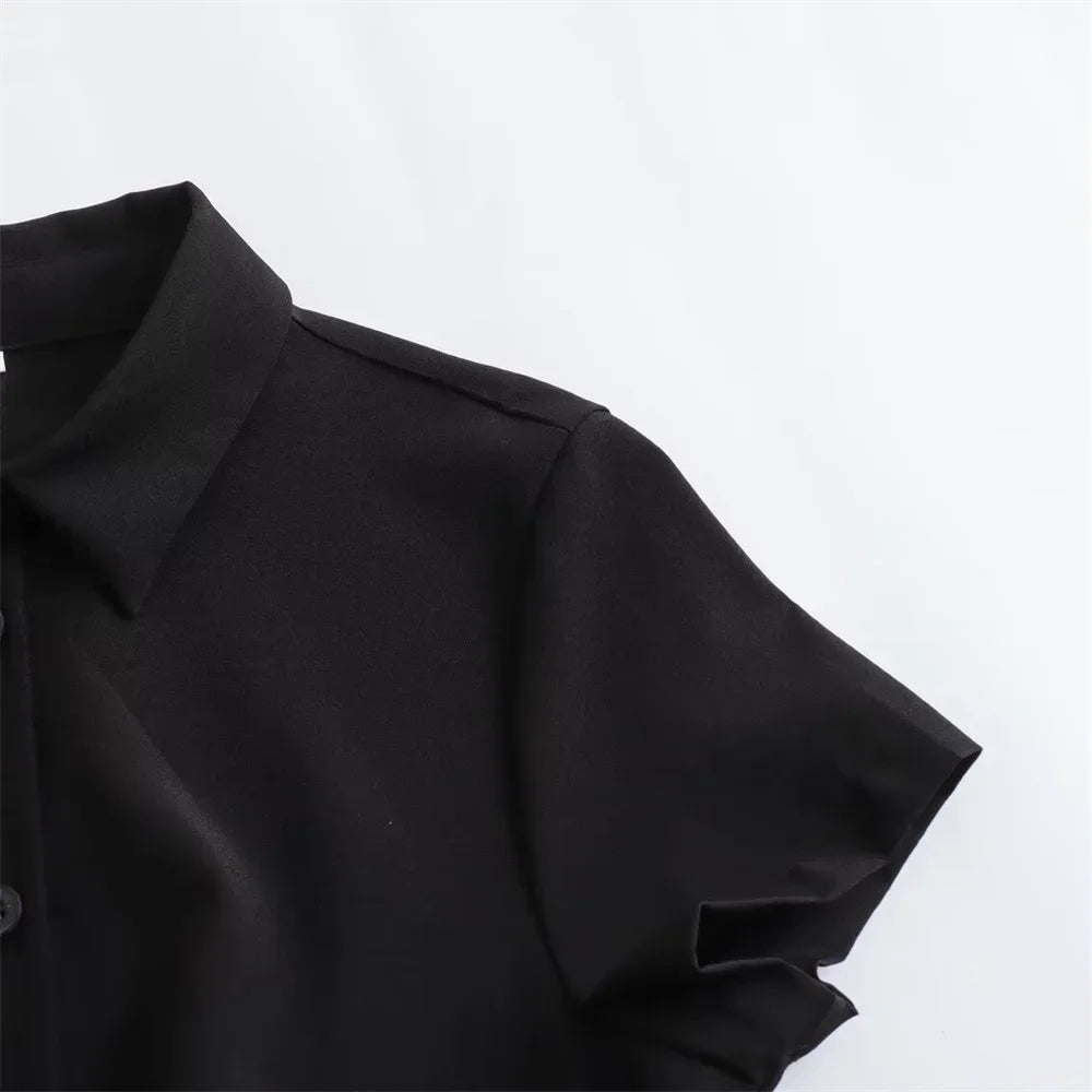 Casual Polo Collar Mini Dress