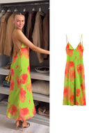 Floral Lace-Up Spaghetti Strap Dress
