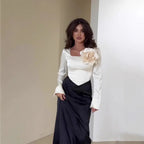 Satin Patchwork Long Dress