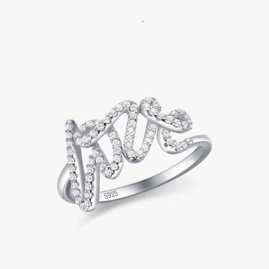 LOVE Zircon Silver Ring