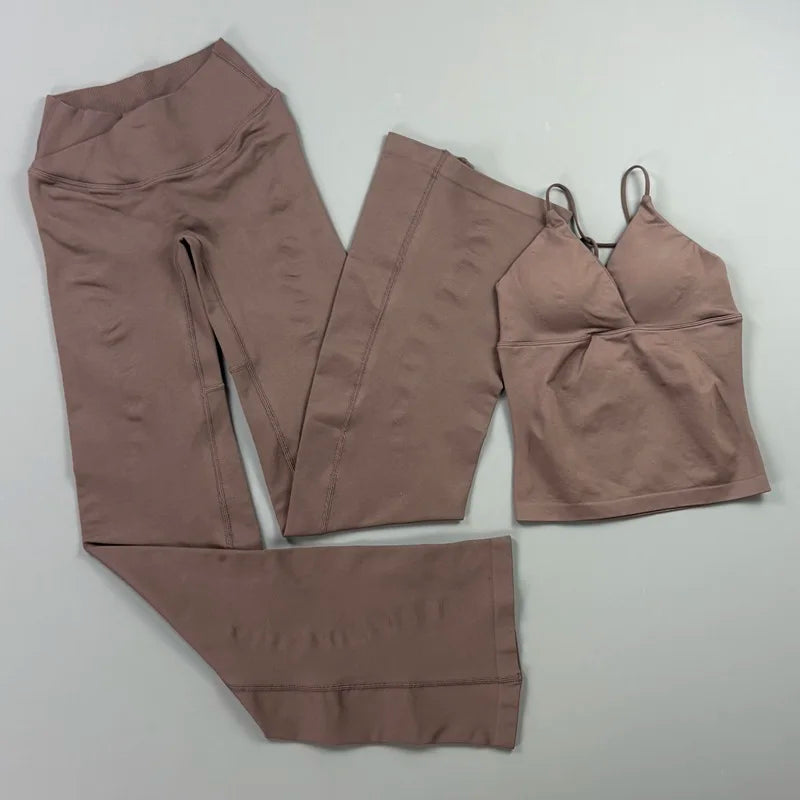 Nylon Solid Sleeveless True-To-Size Fit Two-Piece Yoga Set