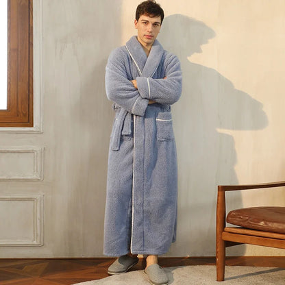Autumn Winter Thick Cotton Flannel Bathrobe