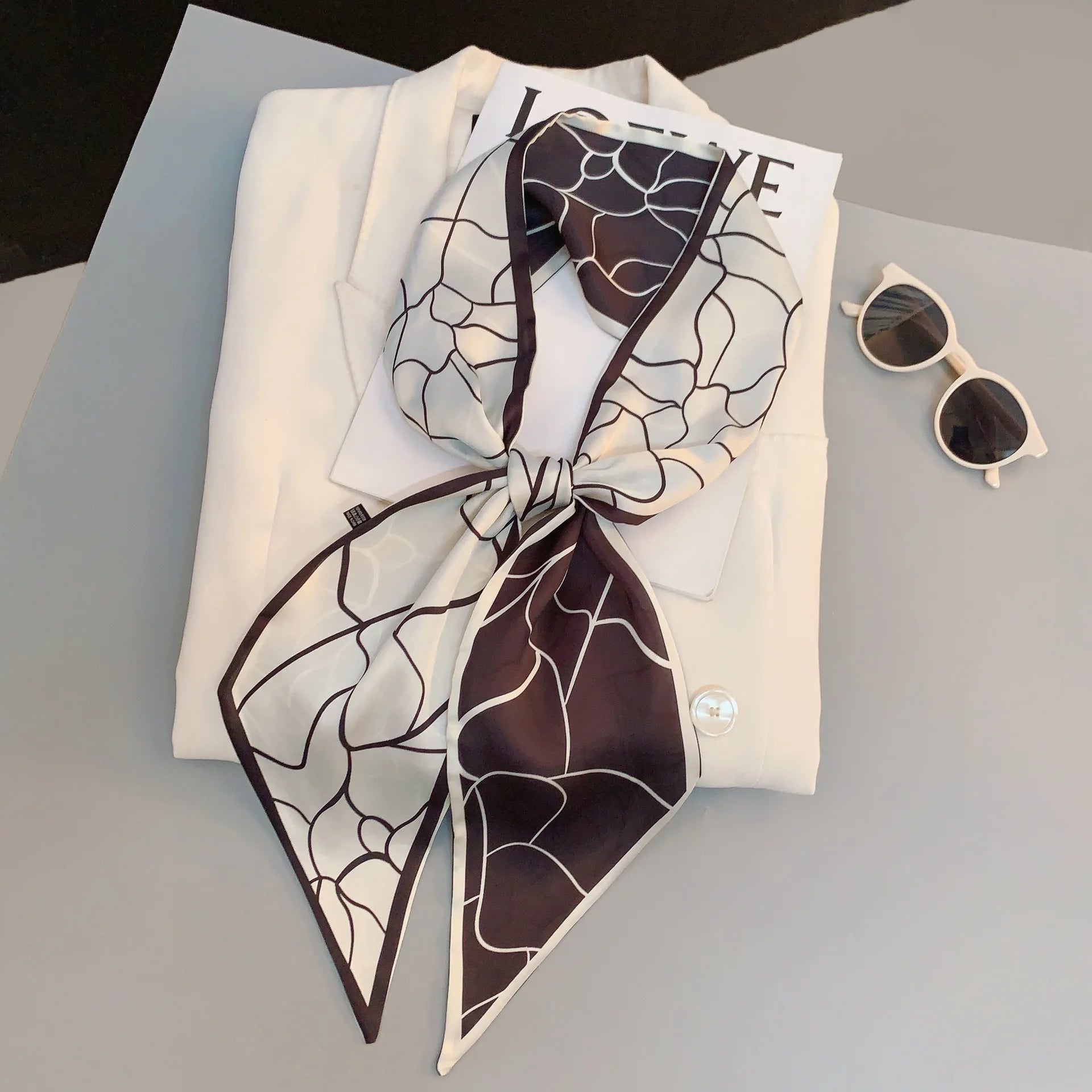 Horse Pattern Long Silk Scarf