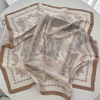 Satin Floral Print Square Scarf