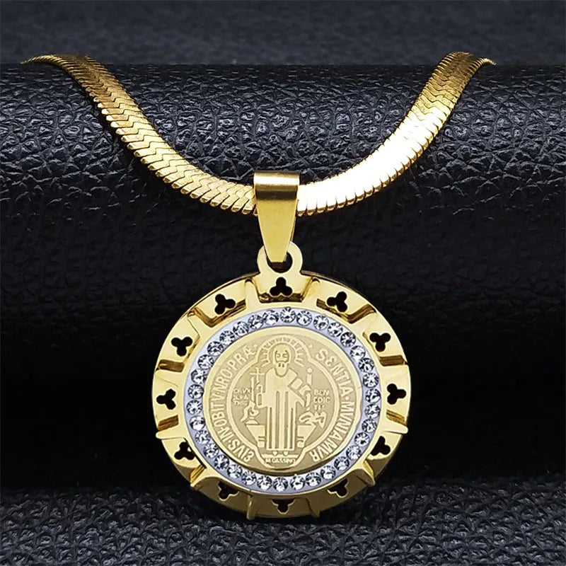 Saint benedict pendant necklace