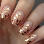 Short Medium fake nails golden