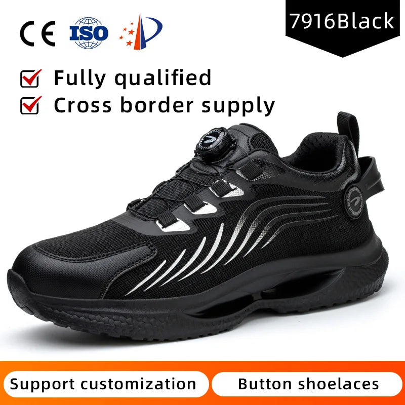 MJYTHF Rotating-Button Steel-Toe Boots
