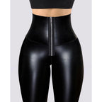 Faux Leather High-Waist Leggings