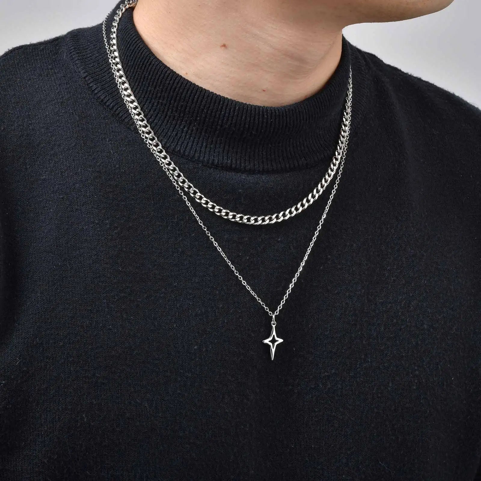 Vnox Star Pendant Necklace Set