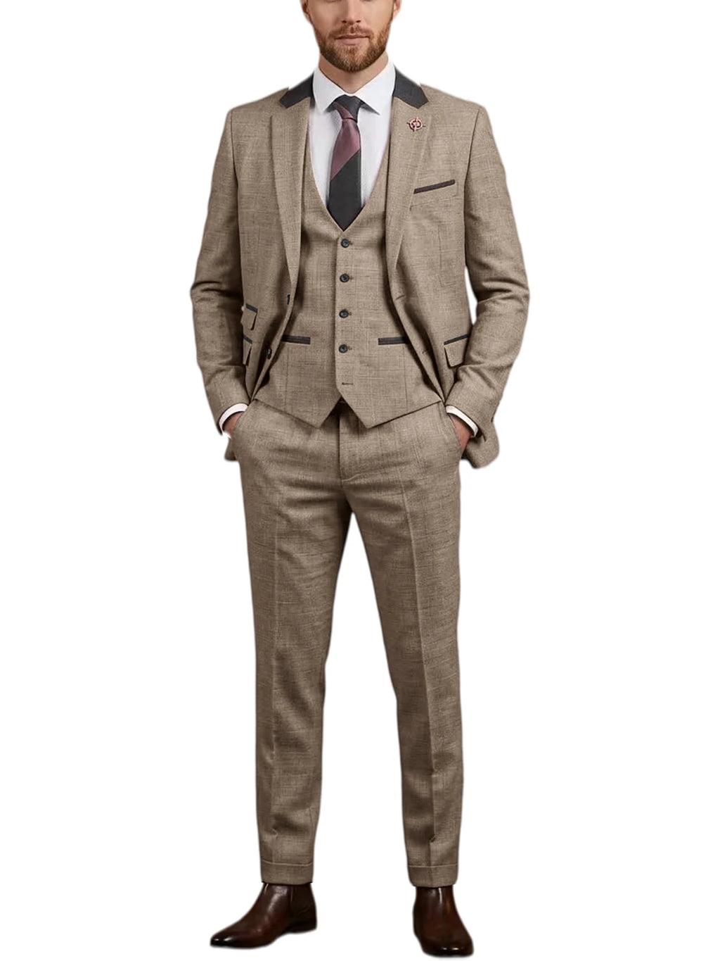 Linen Three-Piece Notch-Lapel Suit
