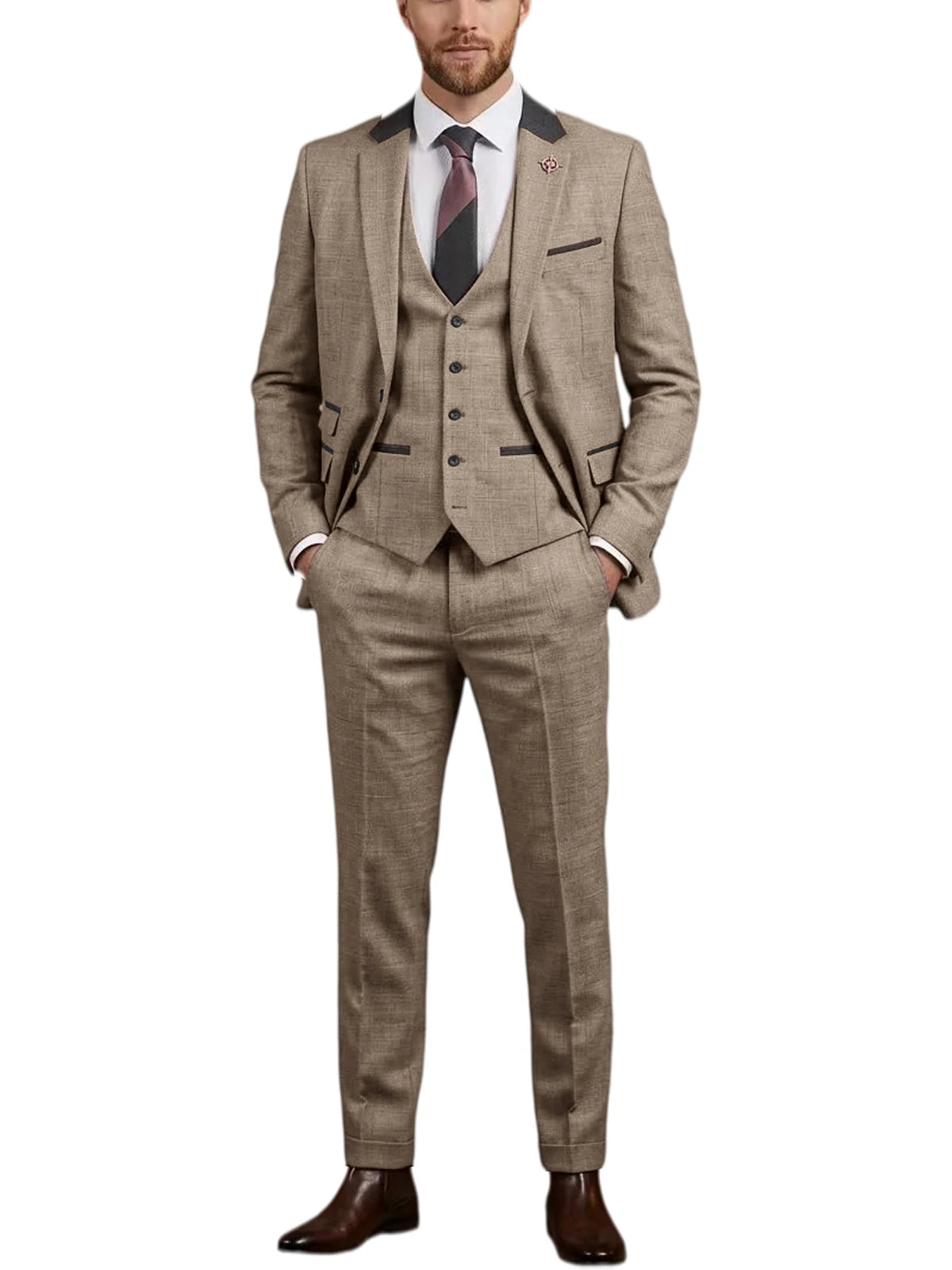 Linen Three-Piece Notch-Lapel Suit