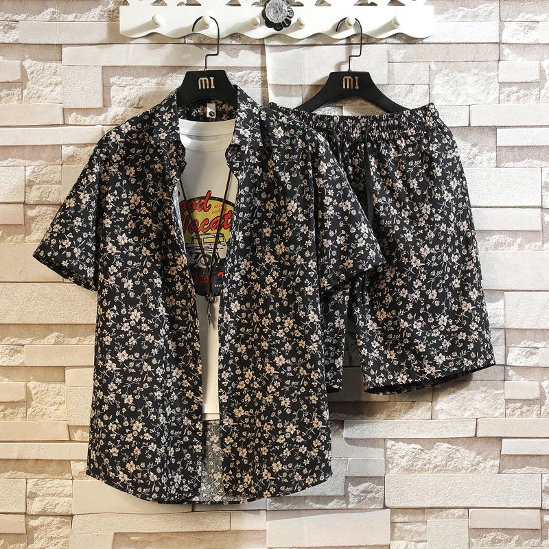 Cotton Floral Shirt Shorts Set