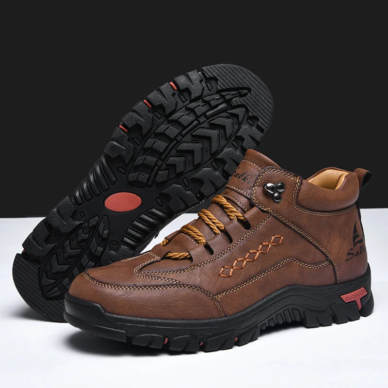 High-Top Round-Toe Lace-Up Boots
