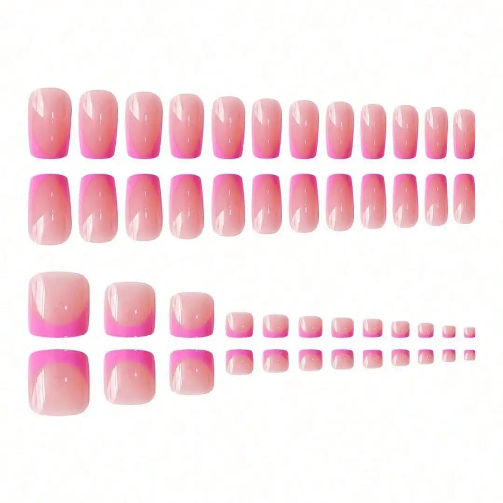 French Pink Square Press Nails