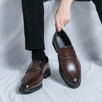 Round-Toe Formal Leather Loafers