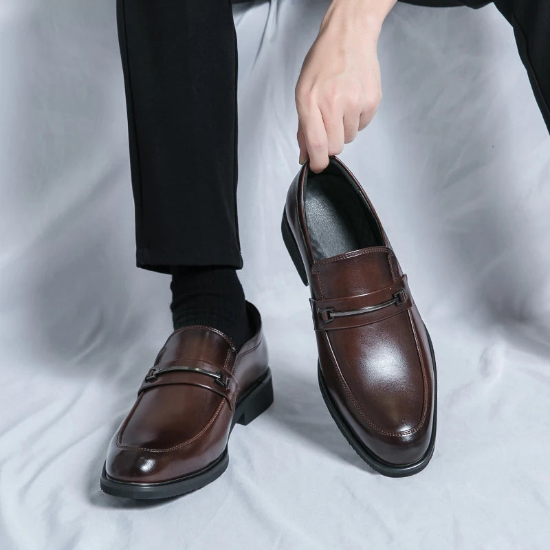 Round-Toe Formal Leather Loafers