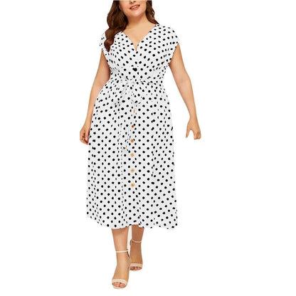 Plus Size Polka Dot Summer Dress