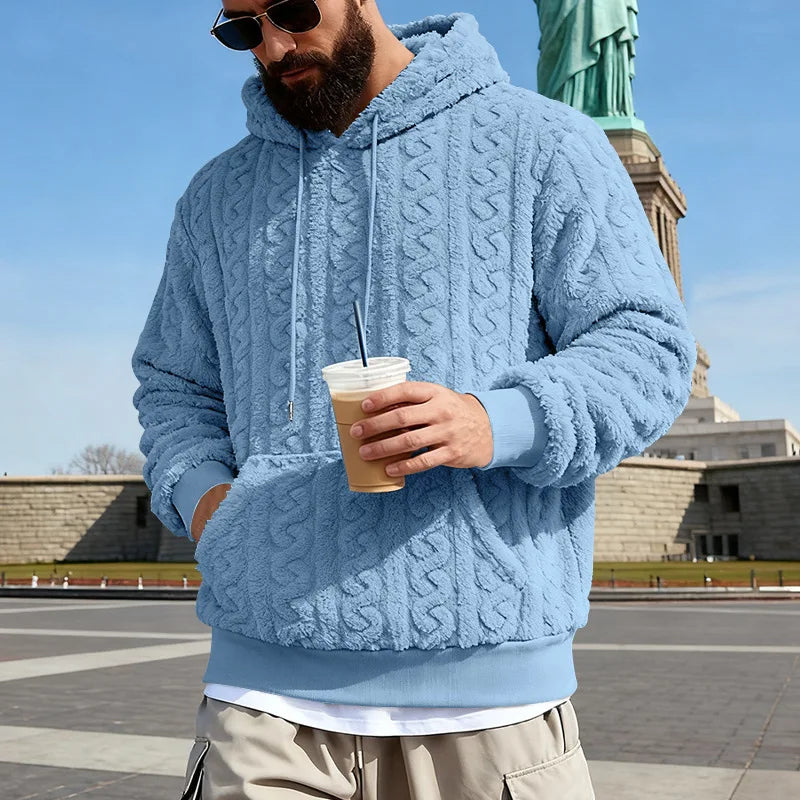 Men’s Double-Sided Velvet Hooded Pullover