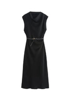 Belted Sleeveless Midi Dress