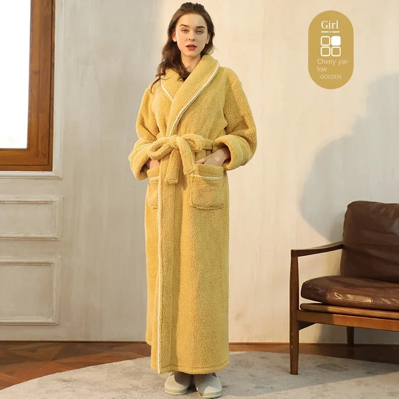 Autumn Winter Thick Cotton Flannel Bathrobe