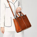 Genuine Leather Box Tote