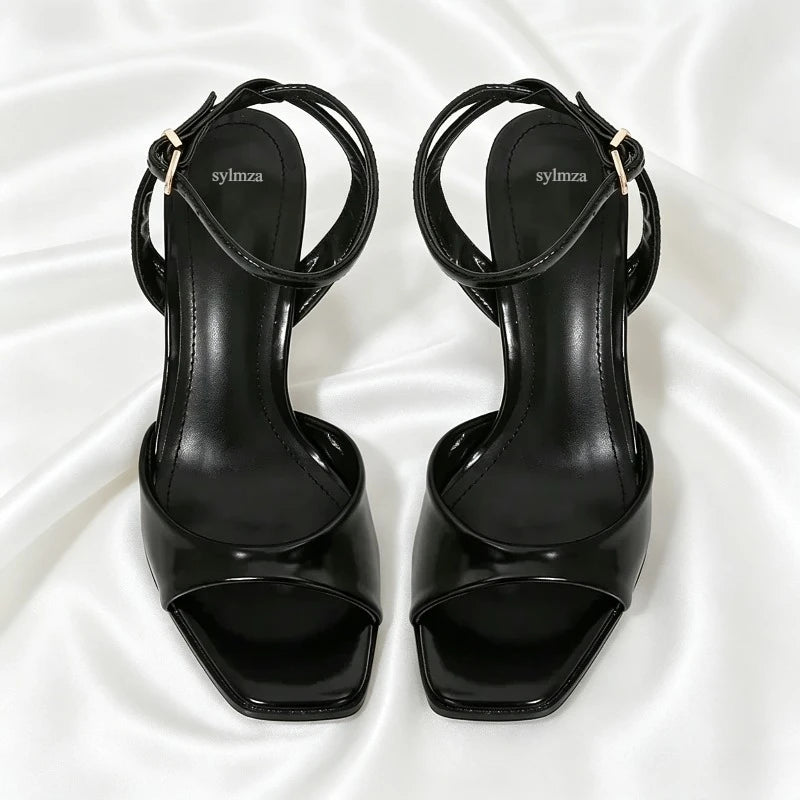 Ankle Strap High Heels Square