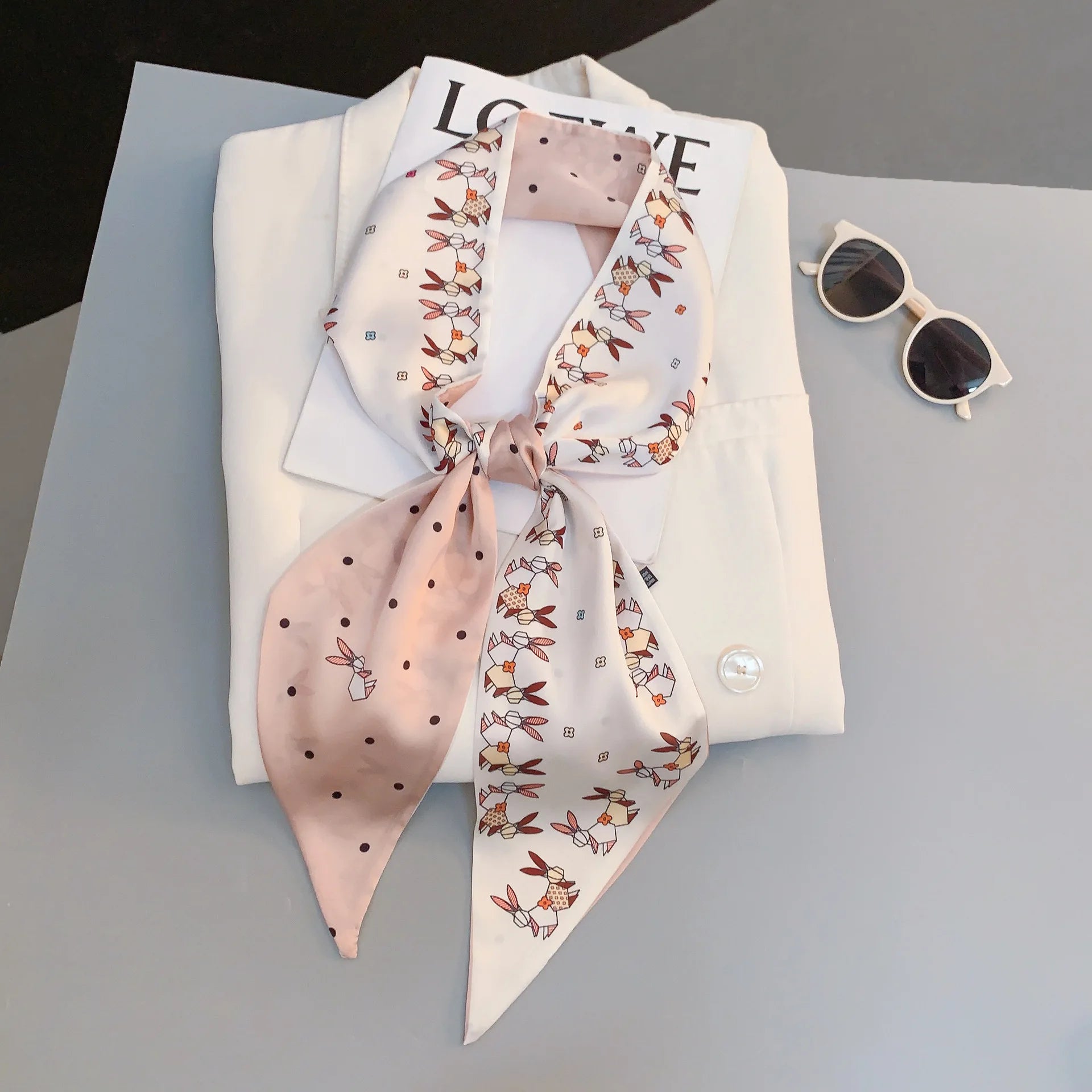 Horse Pattern Long Silk Scarf