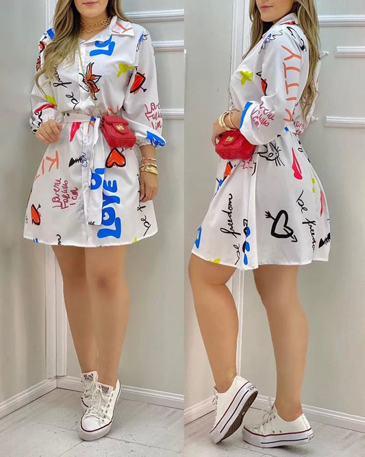 Women Casual Letter Print Dress