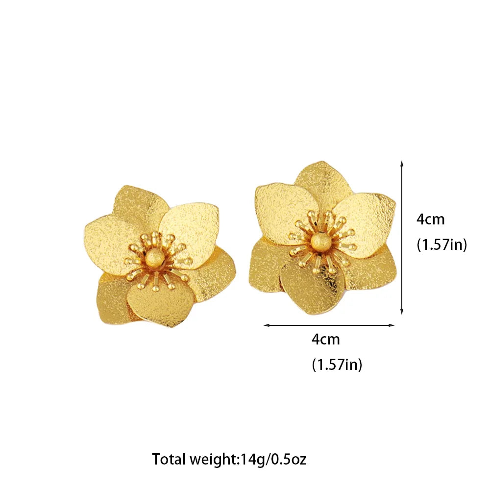 Gold Flower Stud Earrings