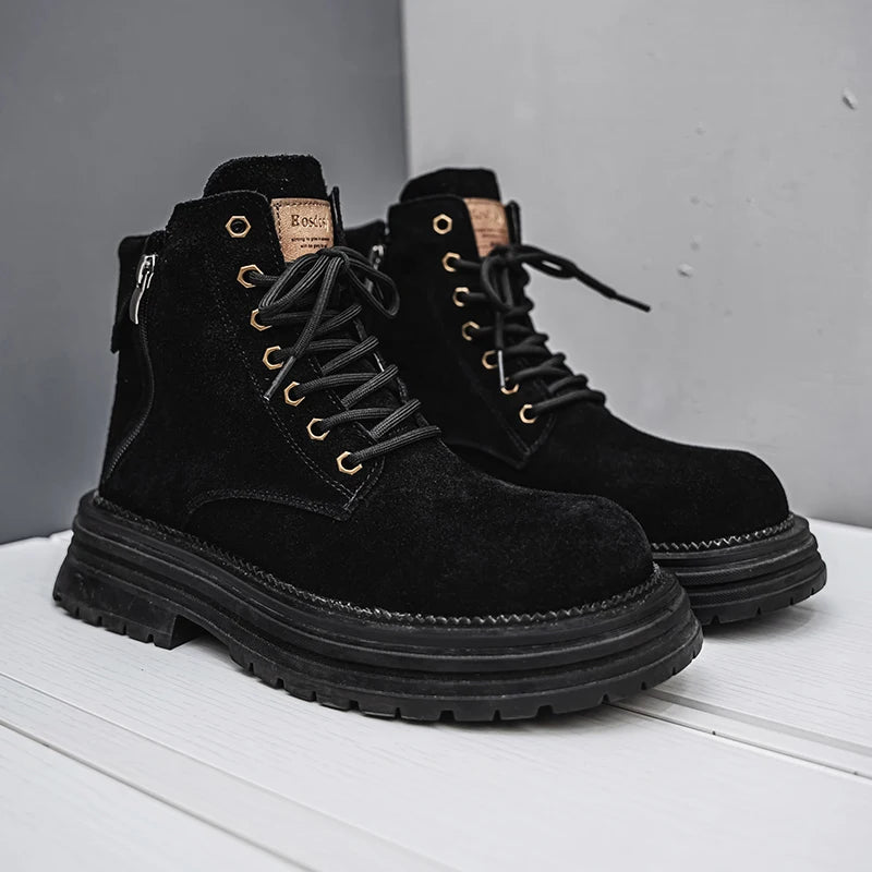 Suede English Style Short Boots